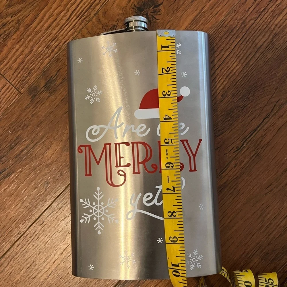 Oversized Festive Silver and Red Holiday Flask